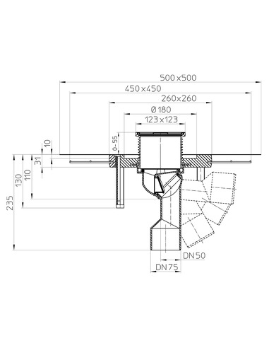 Трап HL80C с поворотным выпуском DN 50/75