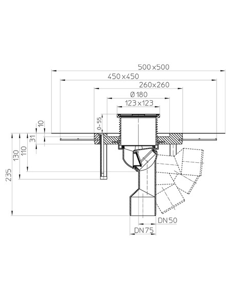 Трап HL80C с поворотным выпуском DN 50/75