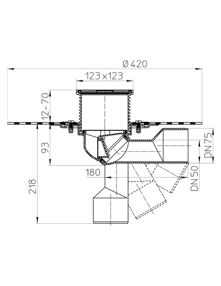 Трап HL80H с поворотным выпуском DN 50/75