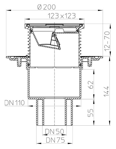Трап HL310N.2 с вертикальным выпуском DN 50/75/110