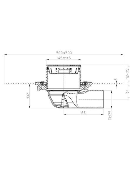Трап HL5100TH с горизонтальным выпуском DN 75