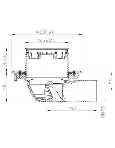 Трап HL5100T с горизонтальным выпуском DN 75