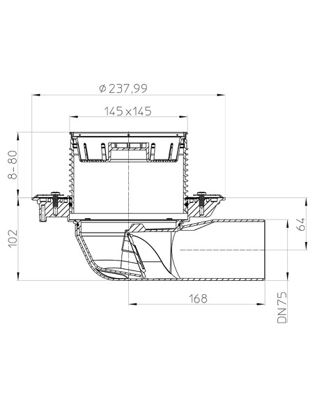 Трап HL5100T с горизонтальным выпуском DN 75