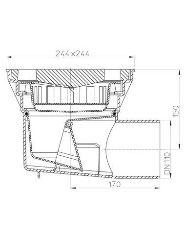 Трап HL605 с горизонтальным выпуском DN 110
