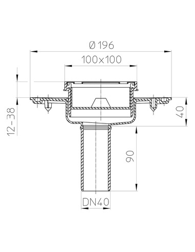 Трап HL92 с вертикальным выпуском DN 40