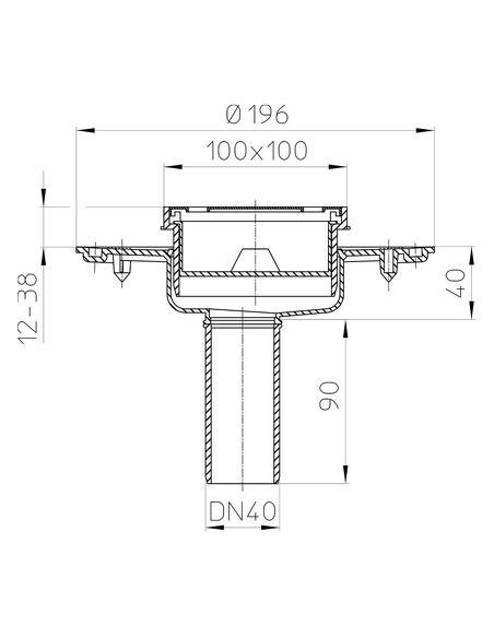 Трап HL92 с вертикальным выпуском DN 40