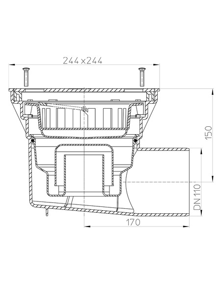 Трап HL605SW с горизонтальным выпуском DN 110