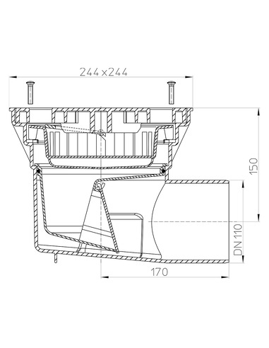 Трап HL605L с горизонтальным выпуском DN 110