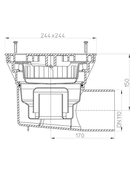 Трап HL605LW с горизонтальным выпуском DN 110