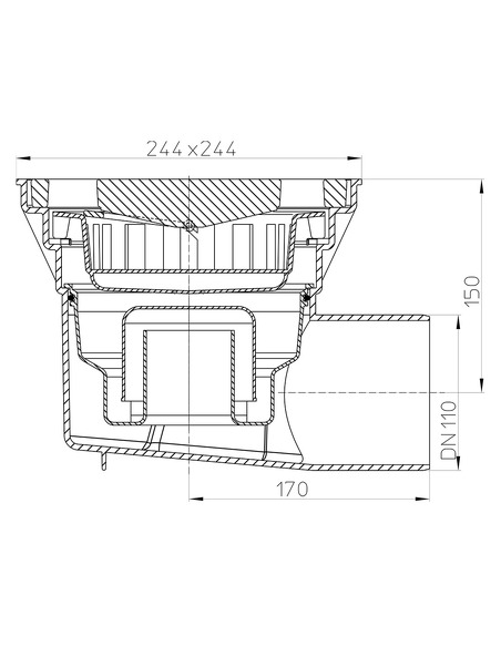 Трап HL605W с горизонтальным выпуском DN 110