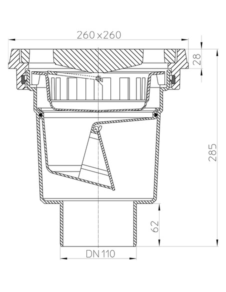 Трап HL606.1/1 с вертикальным выпуском DN 110