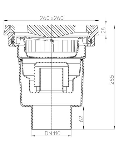 Трап HL606.1W/1 с вертикальным выпуском DN 110