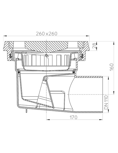 Трап HL605.1 с горизонтальным выпуском DN 110