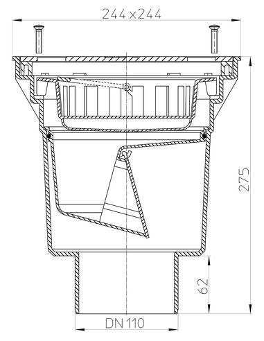 Трап HL606S/1 с вертикальным выпуском DN 110