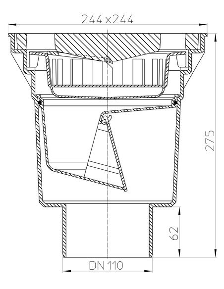 Трап HL606/1 с вертикальным выпуском DN 110
