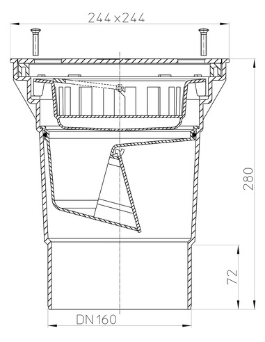 Трап HL606S/5 с вертикальным выпуском DN 160