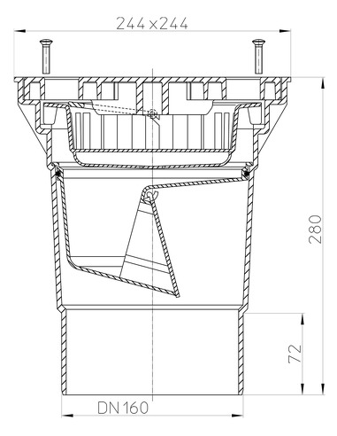 Трап HL606L/5 с вертикальным выпуском DN 160