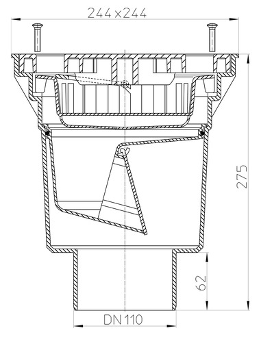 Трап HL606L/1 с вертикальным выпуском DN 110