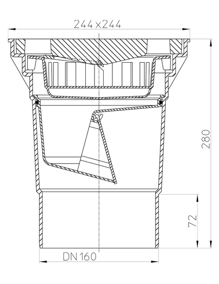 Трап HL606/5 с вертикальным выпуском DN 160