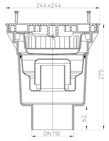 Трап HL606LW/1 с вертикальным выпуском DN 110