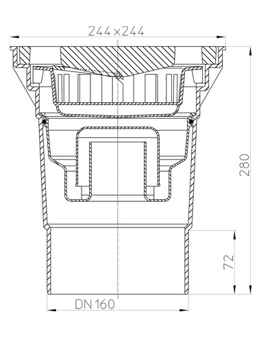 Трап HL606W/5 с вертикальным выпуском DN 160