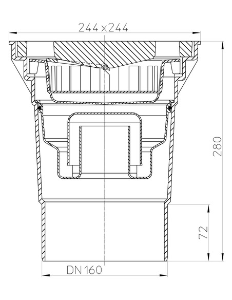 Трап HL606W/5 с вертикальным выпуском DN 160