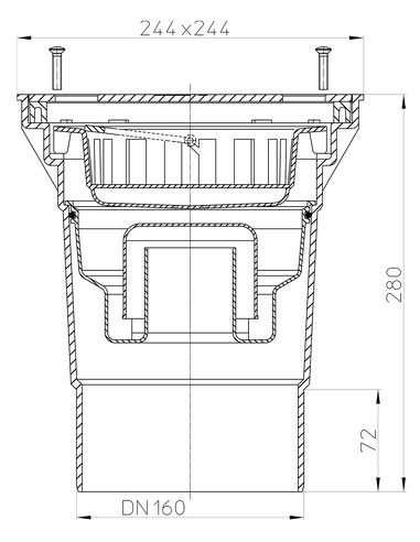 Трап HL606SW/5 с вертикальным выпуском DN 160