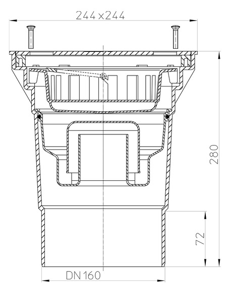 Трап HL606SW/5 с вертикальным выпуском DN 160