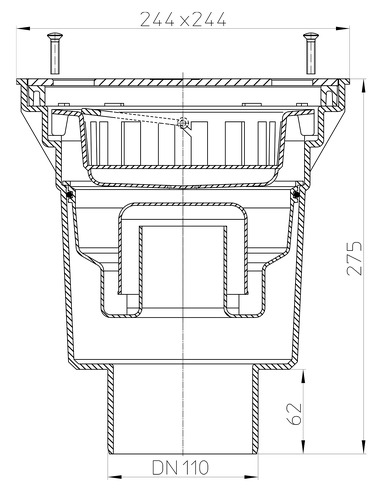 Трап HL606SW/1 с вертикальным выпуском DN 110