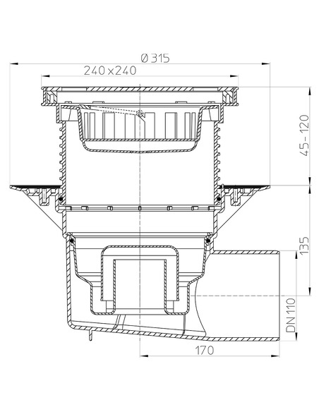 Трап HL615SW с горизонтальным выпуском DN 110