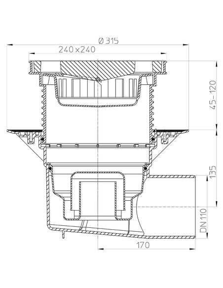 Трап HL615W с горизонтальным выпуском DN 110