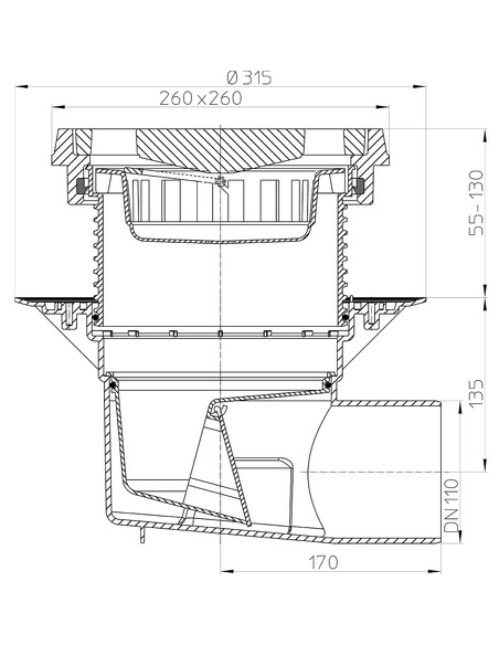 Трап HL615.1 с горизонтальным выпуском DN 110