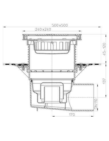 Трап HL615HSW с горизонтальным выпуском DN 110