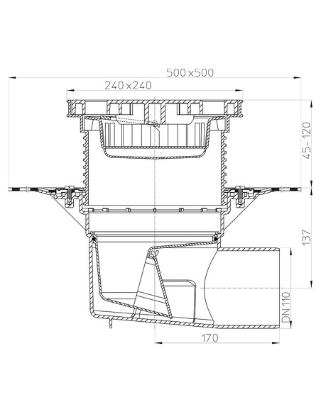 Трап HL615HL с горизонтальным выпуском DN 110 Трап HL615HL с горизонтальным выпуском DN 110