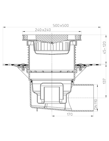Трап HL615HW с горизонтальным выпуском DN 110