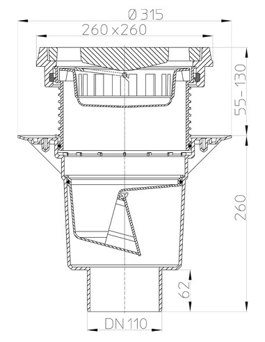 Трап HL616.1/1 с вертикальным выпуском DN 110