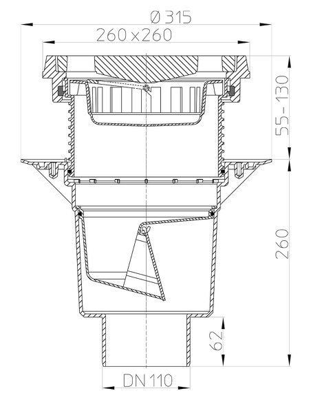Трап HL616.1/1 с вертикальным выпуском DN 110 Трап HL616.1/1 с вертикальным выпуском DN 110
