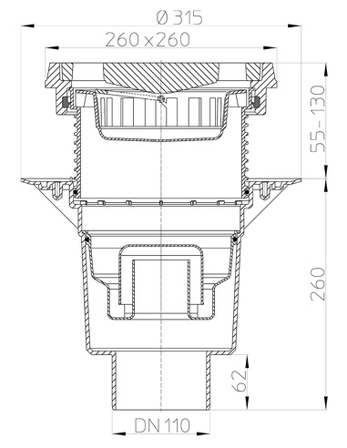 Трап HL616.1W/1 с вертикальным выпуском DN 110