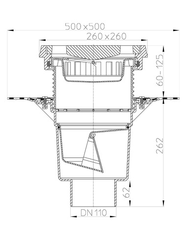 Трап HL616.1H/1 с вертикальным выпуском DN 110