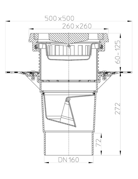 Трап HL616.1H/5 с вертикальным выпуском DN 160 Трап HL616.1H/5 с вертикальным выпуском DN 160