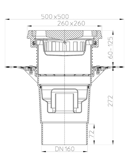 Трап HL616.1HW/5 с вертикальным выпуском DN 160 Трап HL616.1HW/5 с вертикальным выпуском DN 160