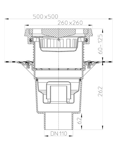 Трап HL616.1HW/1 с вертикальным выпуском DN 110