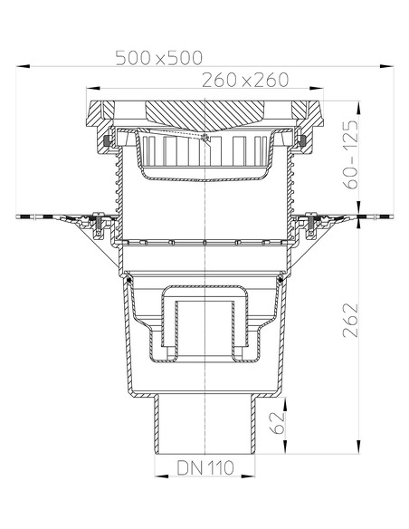 Трап HL616.1HW/1 с вертикальным выпуском DN 110 Трап HL616.1HW/1 с вертикальным выпуском DN 110