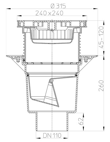 Трап HL616L/1 с вертикальным выпуском DN 110