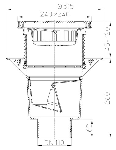 Трап HL616S/1 с вертикальным выпуском DN 110