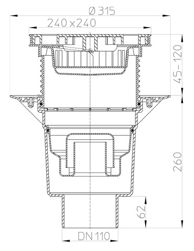Трап HL616LW/1 с вертикальным выпуском DN 110