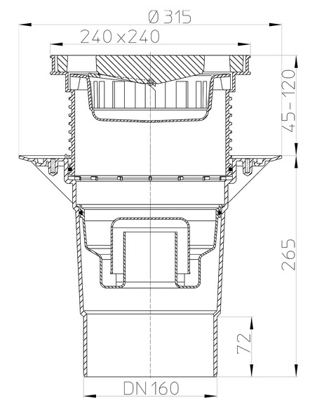 Трап HL616W/5 с вертикальным выпуском DN 160 Трап HL616W/5 с вертикальным выпуском DN 160