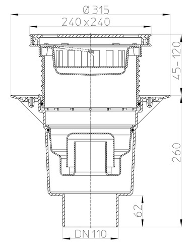 Трап HL616SW/1 с вертикальным выпуском DN 110