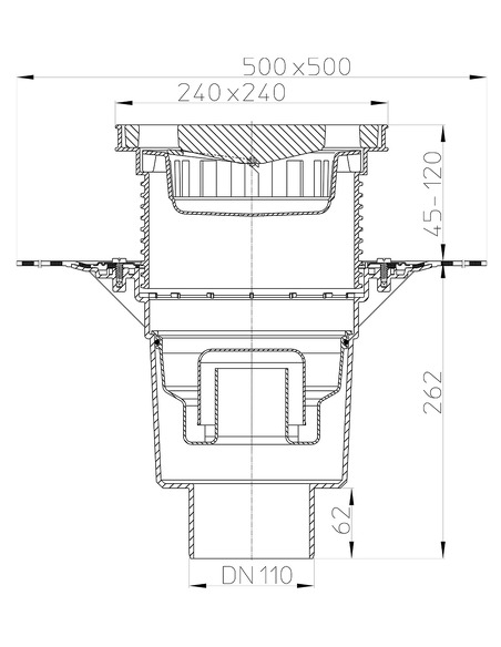 Трап HL616HW/1 с вертикальным выпуском DN 110