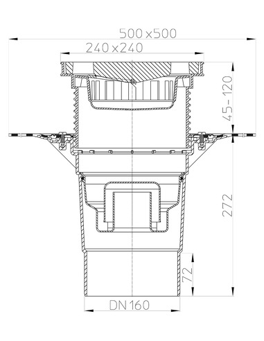 Трап HL616HW/5 с вертикальным выпуском DN 160